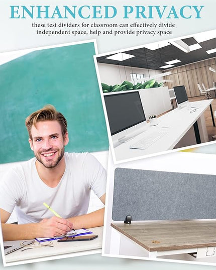 Wesiti 2 Pcs Acoustic Desk Divider Noise Reducing Desk Privacy Panel for Student Table Standing Sound Proof Divider Desktop Claw Office Furniture Partition for Classroom(Gray,47.24 x 15.75 Inches)