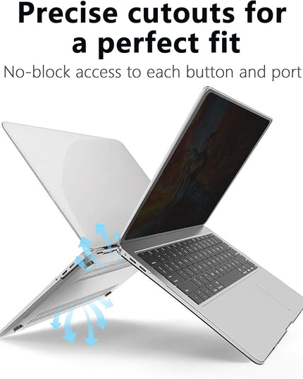 Halloive Magnetic Privacy Screen Protector Compatible with MacBook Air 13.6/13 Inch (2022-2025, M2, M3，M4), Hard Shell Case + Keyboard Cover + Screen Protector Crystal Clear Anti-Spy Anti Fingerprint