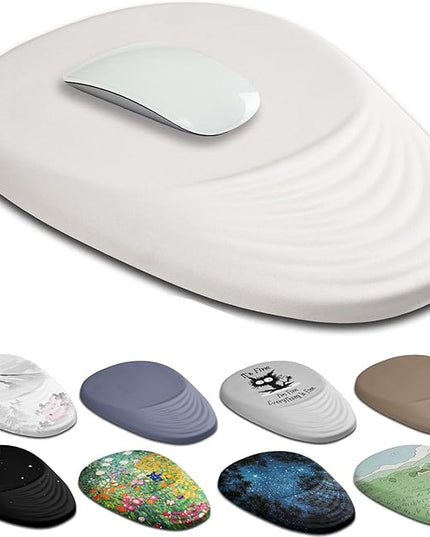 Ergonomic Mouse Pad Wrist Support, White Mouse Pad with Wrist Rest, Entire Memory Foam & Non-Slip PU Base MousePads with Massage Design for Pain Relief, Desk, Office, 12" x 8" x 1.2" Inch