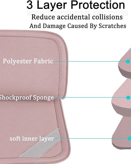 Laptop Sleeve Case 15.6 inch, Durable Shockproof Protective Computer Carrying Cover with Front Pocket, Briefcase Handbags Laptop Sleeve Bag for 15.6 inch HP, Dell, Acer, Asus, Notebook, Pink