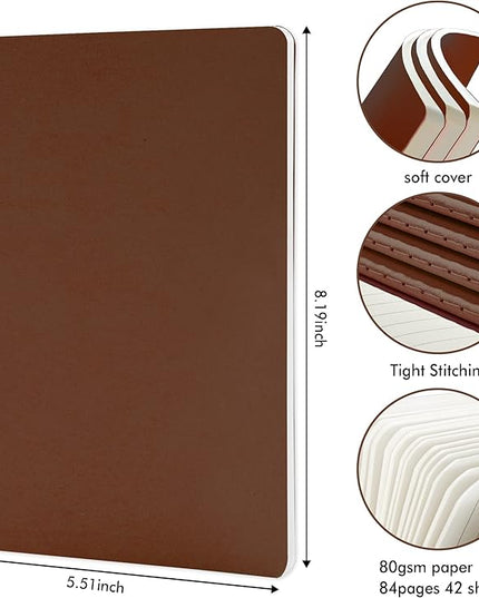 36 Pack Soft Cover Journal Bulk, Feela Lined Blank Travel Journal for Women Men Writing, Notebooks College Ruled for Work, Note Taking Notebook School Business Supplies, 8.2” x 5.5”, A5, Brown