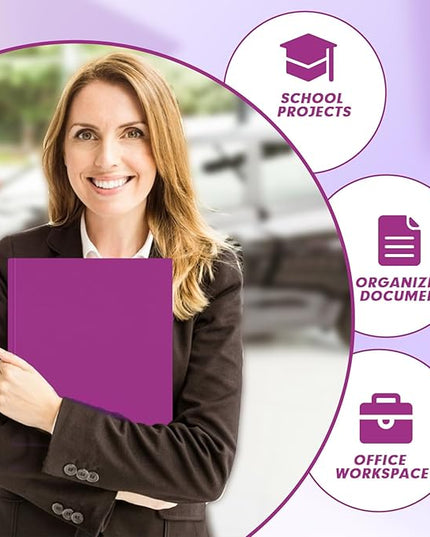 Two Pocket Folders, PANDRI 30 Pack Two Pocket Folders with Prongs, 3 Prong Folders Designed for Office and Classroom, Letter Size Purple