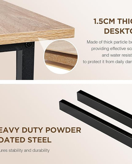PayLessHere | 47 Inch Computer Desk | Nature | Office Desk with Metal Frame, Adjustable Feet | Water-Resistant, Scratchproof Surface | Sturdy Writing Table for Home Office or Study | Pack of 1