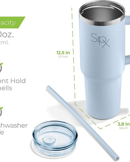 SIPX™ 40 oz Insulated Tumbler with Handle & Straw – Vacuum Insulated Stainless Steel, Leakproof, Cupholder Friendly – Perfect for Iced Coffee, Water & Travel – Blue