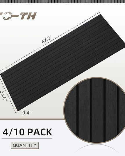 TO-TH Wood-Look Acoustic Wall Panels, 10 Pack 47.2” x 23.6” Sound Panels, Decorative Wood Panels for Wall Sound Dampening Panels for Home, Office, Basement, Smoky with Mitered Edges