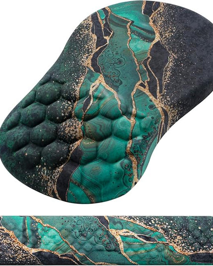Mouse Pad Wrist Support, Laokiiy 2 in1 Keyboard Wrist Rest+ Ergonomic Mouse Pad, Non-Slip Wrist Rest for Computer Keyboard, Made Easy Typing & Relieve Wrist Pain（Green Gold Black Marble）