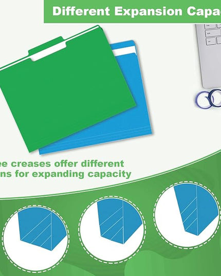 File Folder, HERKKA 30 Pack 1/3 Cut Tab File Folders, Colored File Folders Designed for Office and Classroom Use, Letter Size, Assorted 6 Colors