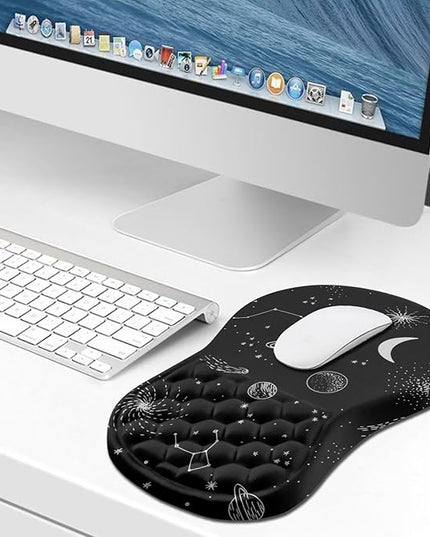 Hokafenle Ergonomic Mouse Pad Wrist Support, Wrist Rest Mousepad for Carpal Tunnel Pain Relief with Integrated Memory Foam Slope Massage Bulge (11.8x7.9 inch,Galaxy