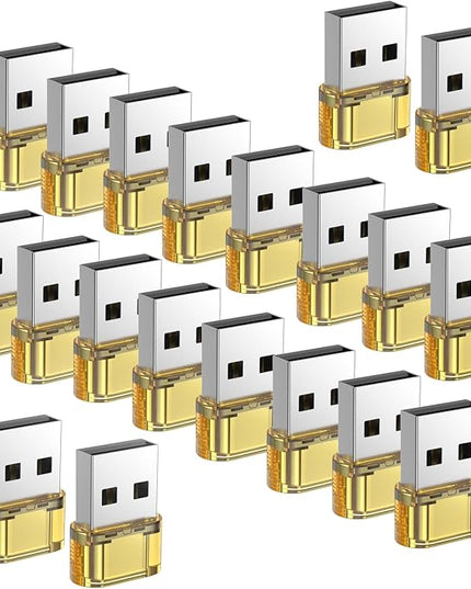 20 Pack USB to USB C Adapter,Type C Female to A Male Charger Converter Compatible with Apple Watch Ultra iWatch 8 7,iPhone 15 14 Pro Max Plus,iPad 9 10 Air 5 Mini 6,Car,Samsung Galaxy S23 S24 (Yellow)