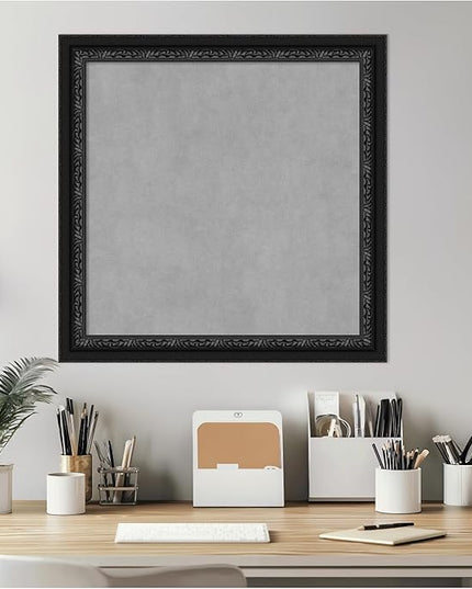 Amanti Art Black Framed Magnetic Board 24x24 Medium Vision Board for use with Magnets, 100% Metal Sheet to Display Items as Office Decor or for Home Organization in mudroom, Kitchen or Kids Room