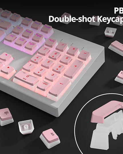 Guffercty kred 117-Key Pink Pudding Keycaps, OEM Profile PBT Anti-Wear Translucent Backlight for Mechanical Keyboard(Pink Pudding)