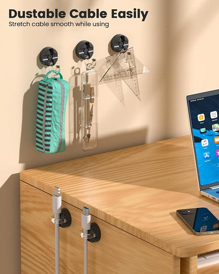 8-Pack Cord Organizer Holder, 360° Rotatable Charger Holder for Nightstand & Appliance Cord Management, 8mm Slot Magnetic Cord Clip with Strong Adhesive for Desk, Office, Kitchen