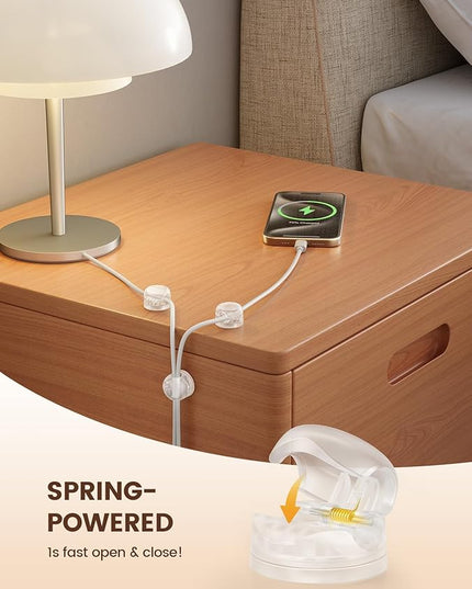 Lamicall 6Pack Clear Rotatable Cord Organizer - [1s Lock] Cable Clips Phone Charger Cord Holder, Desk Cable Management, Adhesive Wire Organizer for Nightstand, Office Accessories, Room Christmas Decor