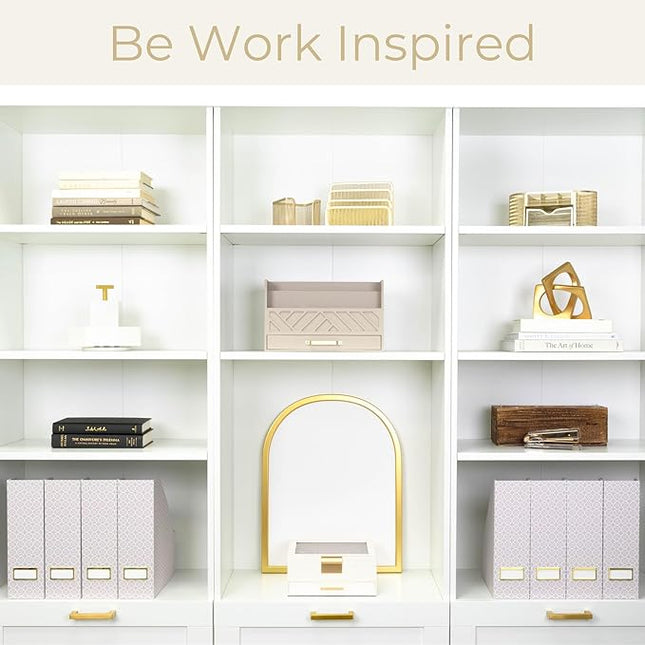 BLU MONACO | Foldable Magazine File Holder Set of 4 | Moroccan Tile Cardboard Organizers | Vertical Desk and Shelf Storage for Home Office Dorm | Decorative File Boxes