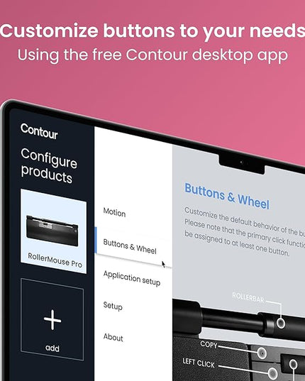 Contour RollerMouse Pro Ergonomic Central Rollerbar Design for Neck, Shoulder & Wrist Pain Relief, 6 Programmable Buttons, 600-2800 DPI, Productivity Plug & Play Mac & PC - Wireless - Extended
