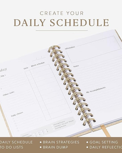 The ADHD Planner - Undated Daily Weekly Schedule Organizer Journal for Disorganized People - Habit Tracker Record Emotions & Mood - Academic Goals - Structure & Focus for Adults Brains (Spiral)