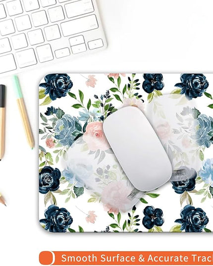 Square Mouse Pad Pretty Flowers, Personalized Premium-Textured Custom Mouse Mat Design, Washable Mousepad Cloth, Non-Slip Rubber Base Computer Mouse Pads for Wireless Mouse