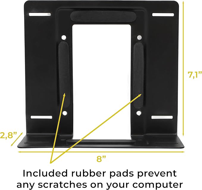 HumanCentric SFF Under Desk PC Mount and PC Wall Mount Bracket for Small Form Factor Desktop Tower, UPS Wall Mount Bracket, Adjustable CPU Holder with Straps, Hardware Included