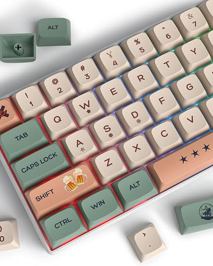 Guffercty kred 136-keycaps XDA Profile PBT Keyboard Key caps Full Set, Custom Keycaps Dye Sublimation for 61/68/84/87/108 Mechanical Keyboard (Cowboy)