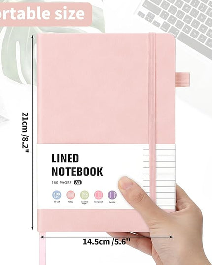 160 Pages Lined Journal Notebook, 5.71" X 8.27" Writing & Journaling Hardcover Executive Notebooks for Student Worker Women Men Notepads Journals for Writing Travel & Organization, Pink