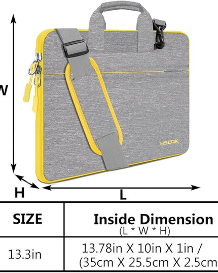 Laptop Shoulder Bag 13 13.3 14 Inch Case Compatible with MacBook Pro 14 2025-2021 M4/M3/M2/M1, Mac Air/pro 13-13.3 Inch and Most Popular 13-14 Notebooks,Spill-Resistant Briefcase,Gray&Light Yellow