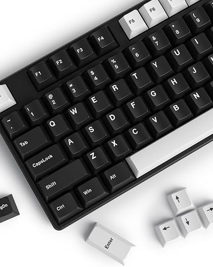 WOB Cherry Profile Black White PBT Keycaps, 168 Key Custom Keycap, Minimalist Key caps Set for Cherry MX Switches Mechanical Keyboard (WOB Black & White)