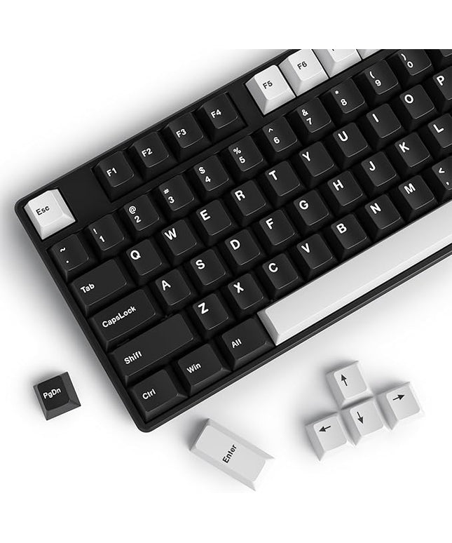 WOB Cherry Profile Black White PBT Keycaps, 168 Key Custom Keycap, Minimalist Key caps Set for Cherry MX Switches Mechanical Keyboard (WOB Black & White)