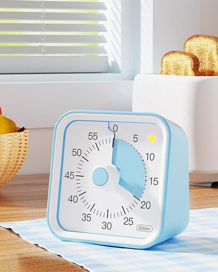 InfPokid Visual Timer for Kids with Pause Function, 60 Minute Countdown Timer for Kids Desk Study, Teaching, Kitchen Cooking, Office Meetings, Time Management for ADHD (Blue)