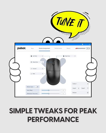 Pulsar Gaming Gears X2 Crazylight Wireless Gaming Mouse, Ultra Lightweight 1.23 oz (35g), Optical Switch, 32000 DPI, 750 IPS, XS-1 Sensor, 8k Compatible (Jet Black)