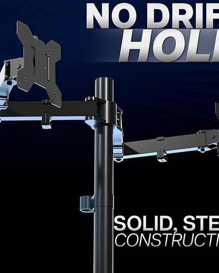 VIVO Dual Monitor Desk Mount, Heavy Duty Fully Adjustable Stand, Fits 2 LCD LED Screens up to 32 inches and 22 lbs Each, Black, STAND-V032
