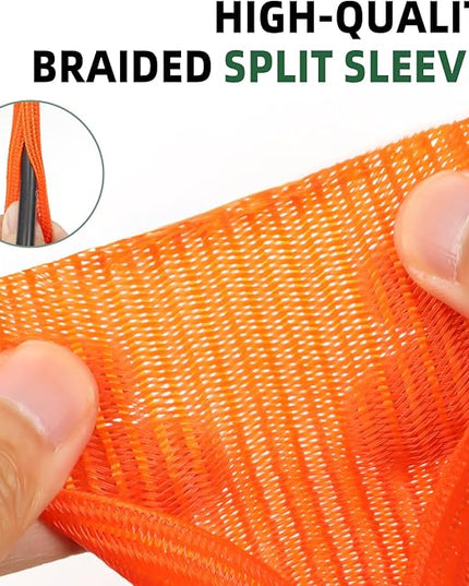 Split Wire Loom Tubing, Cable Protector Sleeve, Braided Cable Management for TV/Computer/Home Theater/Engine Bay, Cord Protectors from Pets No Chew (Orange, 1"-10ft)