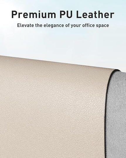 Aothia Large PU Leather Desk Pad Protector – Non-Slip Mouse Pad & Writing Mat for Office/Home, Waterproof, Easy to Clean (31.5" x 15.7", Eggshell)