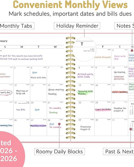 Forvencer 2026 Planner, Hardcover Calendar Planner Weekly and Monthly, Jan 2026 - Dec 2026, 6" x 8", Spiral Agenda Book with Tabs, Exquisite Daily Journal Organizer for Home School, Olive Green