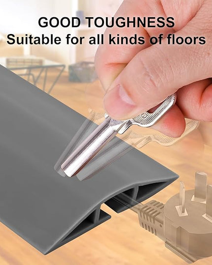 10Ft Floor Cord Cover Gray Silicone Cable Protector Easy to Install Wire Organizer and Hider for Home, Office, Garage (Gray-3m)