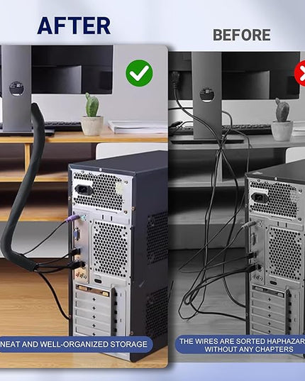 Cable Management Sleeve 10ft (120 inch) - 1.5 inch, Hook-and-Loop Cuttable Neoprene Cord Organizer, Split Wire Reversible Cord Protector for TV USB PC Ethernet Cable Hider Protect Pets Kids