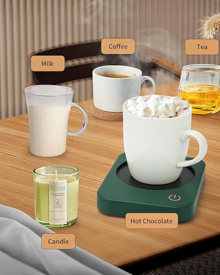 ANBANGLIN Coffee Mug Warmer, Smart Cup Warmer for Desk, 3 Temperature Control & Auto Shut Off, Electric Cup Warmer for Heating Milk,Tea,Beverage,Candle (Green-No Mug)