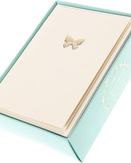 Graphique Box of Cards, Butterfly - Includes 10 Cards with Matching Envelopes and Storage Box, Cute Stationery Made of Durable Heavy Cardstock, Cards Measure 3.25" x 4.75"