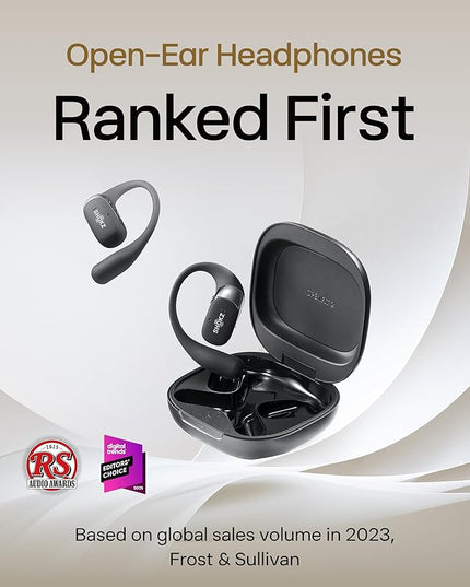 SHOKZ OpenFit 2 Open-Ear Headphones,True Wireless Bluetooth Earphones with Microphone,Earhook Earbuds with 48 Hours of Playtime,Fast Charging,IP55 Water-Resistant,with Carrying Bag,Black,Bluetooth5.4