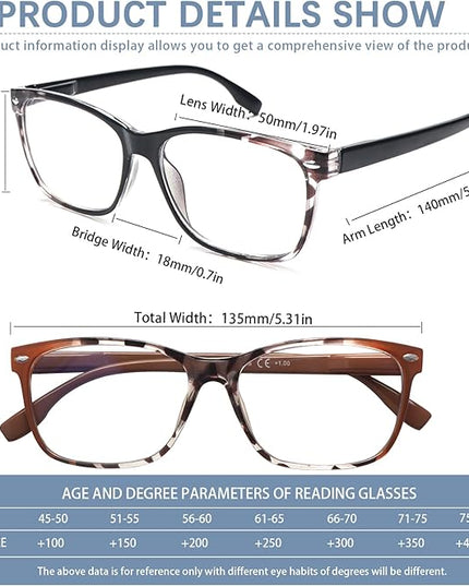 CLASAGA Progressive Multifocus Reading Glasses for Women, Pattern Print Blue Light Block Stylish Ladies Computer Readers
