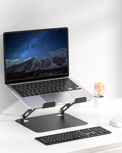 SOUNDANCE Laptop Stand for Desk with Stable Heavy Base, Adjustable Height Multi-Angle, Ergonomic Metal Riser Holder, Foldable Mount Elevator, Compatible with 10 to 15.6 Inches PC Computer, Black