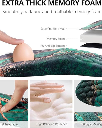 Mouse Pad Wrist Support, Laokiiy 2 in1 Keyboard Wrist Rest+ Ergonomic Mouse Pad, Non-Slip Wrist Rest for Computer Keyboard, Made Easy Typing & Relieve Wrist Pain（Green Gold Black Marble）