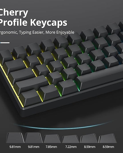Cherry Profile Black Blank PBT Keycaps, 129 Key Custom Key caps, Minimalist Blank Keycap Set for Cherry MX Switches Mechanical Keyboard (Grey Black/Blank)