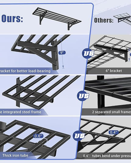 2-Pack 1x4ft Heavy Duty Garage Shelving, 1' x 4' Garage Wall Shelving Wall Mounted (2pack-1x4ft)