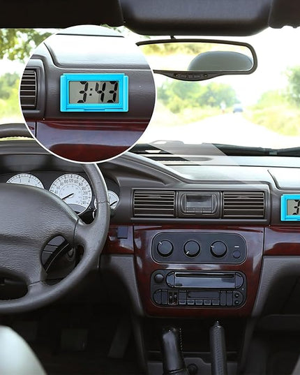 Frienda 6 Pieces Mini Digital Clock Small Digital Clock Stick on Battery Operated Self Adhesive Bracket for Car Dashboard Fridge (Blue)