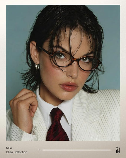 TIJN Olisa Blue Light Blocking Glasses for Women Men,Oval Glasses Frame Bluelight Glasses for Gaming/Computer/Screen