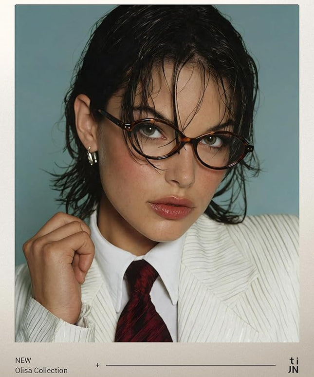 TIJN Olisa Blue Light Blocking Glasses for Women Men,Oval Glasses Frame Bluelight Glasses for Gaming/Computer/Screen