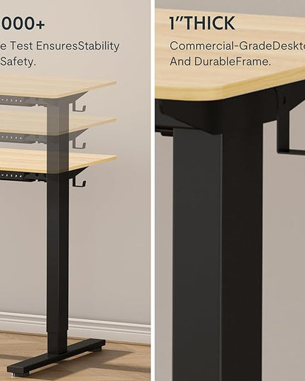 FLEXISPOT EN1 One-Piece Standing Desk with 1-Inch Thick Desktop, 55"x28" Electric Height Adjustable Desk for Home Office & Multi-Device Workstations, Maple