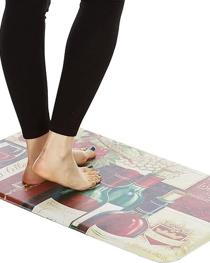 J&V TEXTILES Anti Fatigue Cushioned Comfort Mat, Ergonomically Durable, Supportive, Padded, Thick and Washable, Stain-Resistant, Kitchen, Garage, Office Standing Desk Mats (Favorite Reds)