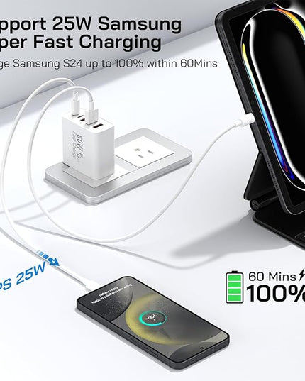 2Pack USB C Fast Charger Block, 60W 5-Port USB C Wall Charger 30W Type C Charging Block, 2USB C+3USB A PPS/PD 3.0 Multiport Charging Cube for iPhone 17 16 15 14 Pro Max,for Galaxy S25 S24 Ultra, i Pad
