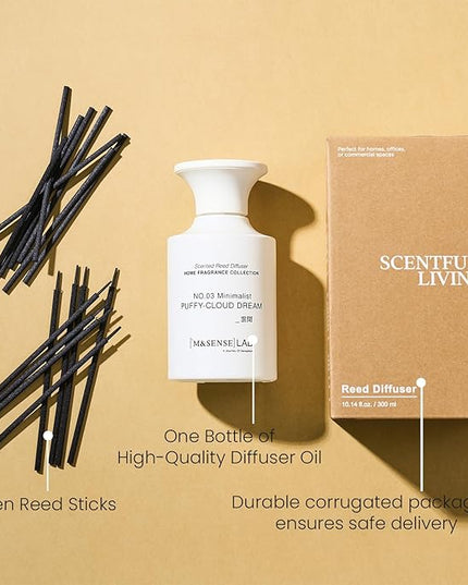 M&SENSE Reed Diffuser Set, 10.14 fl oz Large Reed Diffuser, Rose Jasmine Scented with Natural Essential Oils, Long Lasting with 7 Sticks, Non-Toxic Home Fragrance Reed Diffuser for Bedroom, Bathroom